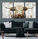 Rustic Longhorn Bull Wall Art Canvas Set – Western-Inspired
