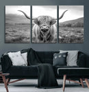 Black White Scottish Highland Cow Canvas Farm Wall Art by MyGreatCanvas | Canvas Wall Art Prints | Photo Prints & Wall Decor