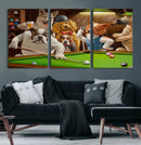 Dogs Playing Pool Canvas Wall Art Funny Gifts Dog Print