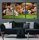 Dogs Playing Pool Canvas Wall Art Funny Gifts Dog Print