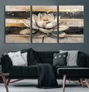Abstract Lotus Flower Wall Art Canvas Print, Meditation Yoga