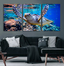 Underwater Sea Turtle Wall Art Canvas Print – Vibrant Ocean