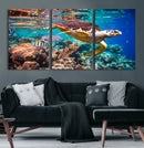 Sea Turtle Wall Art Canvas Print – Vibrant Ocean Coral Reef