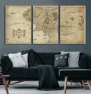 Vintage Middle Earth Map Wall Art Canvas – Lord of the Rings