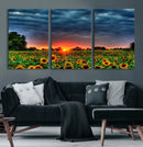 Golden Sunflower Field at Sunset – Breathtaking Sky and