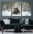 Grizzly Bear Wall Art – Framed Snowy Forest Canvas Artwork, by MyGreatCanvas | Canvas Wall Art Prints | Photo Prints & Wall Decor