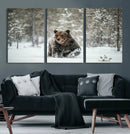 Grizzly Bear Wall Art – Framed Snowy Forest Canvas Artwork, by MyGreatCanvas | Canvas Wall Art Prints | Photo Prints & Wall Decor