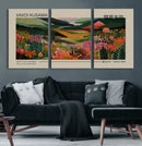 Yayoi Kusama Landscape Canvas Print, Vibrant Floral Mountain