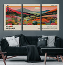 Yayoi Kusama Landscape Canvas Print, Vibrant Floral Mountain