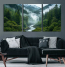 Mountain Forest River Canvas Wall Art Print - Serene Nature