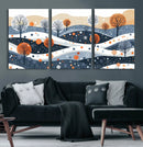 Abstract Winter Landscape Canvas Wall Art Print -  Large