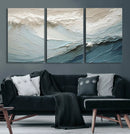 Waves Abstract Wall Art Print, Modern Framed Abstract Canvas
