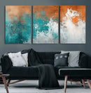 Vintage Abstract Print - Bold Teal and Orange Canvas Wall