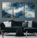 Large Abstract Print - Luxe Blue and Gold Abstract Canvas