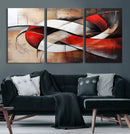 Abstract Wall Art - Modern Red and White Canvas Wall Art