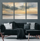 Modern Coastal Artwork with Vibrant Abstract Ocean Waves