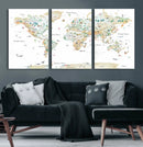 Animal World Map for Kids Room Decor