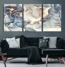 Abstract Blue and Gold Canvas Wall Art - Fluid Modern Ink