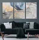 Large Abstract Blue and Gold Canvas Wall Art | Fluid Ink