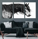 Black Horse Wall Art Canvas Print – Elegant Farmhouse Decor
