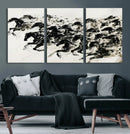 Abstract Horse Wall Art Canvas Print - Dynamic Black Ink