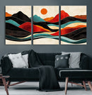 Western Wall Decor - Large Triptych Mountain Canvas - Boho