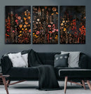 Dark Floral Canvas Wall Art - Moody Botanical Flower Print -