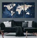 Vintage World Map Canvas Wall Art - Framed Map Print for