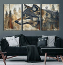 Rustic Wolf Wall Art Canvas Print – Vintage Woodland