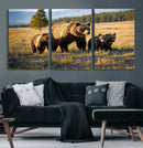 Grizzly Bear Family Wall Art Canvas Print – Majestic