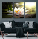 Lotus Flower Wall Art Canvas Print, Water Lily Large Wall
