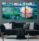 Lotus Flower Wall Art Canvas Print, Water Lily Large Wall