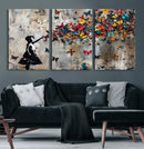 Banksy Butterfly Girl Wall Art – Modern Graffiti Canvas