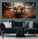 Highland Bull Canvas Abstract Canvas Wall Art Print –