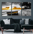 Yellow Rowboat Wall Art – Framed Tropical Shoreline Canvas by MyGreatCanvas | Canvas Wall Art Prints | Photo Prints & Wall Decor
