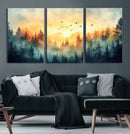 Sunrise Forest Wall Art – Framed Misty Pines Canvas Artwork by MyGreatCanvas | Canvas Wall Art Prints | Photo Prints & Wall Decor