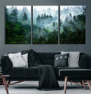 Misty Forest Wall Art Canvas Print – Framed Foggy Mountain