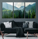 Misty Forest Mountain Wall Art Canvas Print – Framed Serene