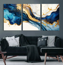 Blue Gold Flow Wall Art Canvas Print – Framed Marble Design by MyGreatCanvas | Canvas Wall Art Prints | Photo Prints & Wall Decor