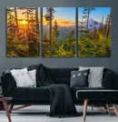 Forest Sunset Wall Art Canvas Print – Green Pines Sunset