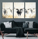 Texas Longhorn Wall Art Canvas Print – Rustic Western Bull