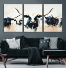 Texas Longhorn Wall Art Canvas Print – Majestic Horned Bull