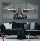 Texas Longhorn Wall Art Canvas Print – Framed Western Bull