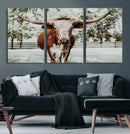 Texas Longhorn Wall Art Canvas Print – Framed Spotted Bull
