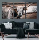 Texas Longhorn Wall Art Canvas Print – Framed Spotted Bull