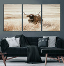 Texas Longhorn Wall Art Canvas Print – Framed Brown Horned