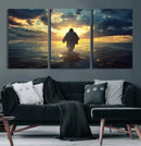Jesus Walks Wall Art Canvas Print Framed Divine Sunset Art