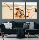 Texas Longhorn Wall Art Canvas Print – Framed Speckled Cow