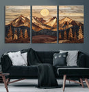 Wood Mountain Landscape Wall Art Canvas Print – Framed