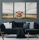 Texas Longhorn Wall Art Canvas Print – Framed Western Cow